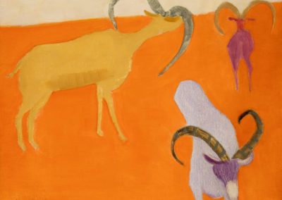 Sally Michel. Untitled [Ibex], 1970.. Oil on board, 16 x 20 inches.