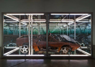 Anthony James, Kalos Thanatos, steel, LEDs, specialized glass, birch, car