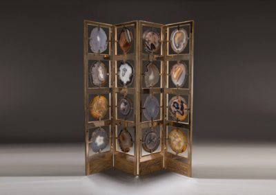 Studio Greytak Glacier Screen with Agate, Mango Wood, & Mirror Polish Bronze