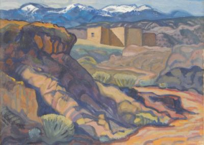 Raymond Jonson Gouache, 1925. "Mountains with Snow - Santa Fe" 18" x 23 1/2"