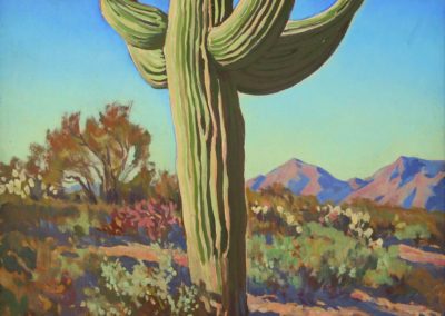 Maynard Dixon oil painting titled Saharuo, Tucson, Arizona, 1940, 16 by 20 inches