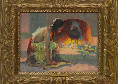 Eanger Irvine Couse (1866-1936) "By the Firelight" original frame, oil on canvas, 12 x 16 inches