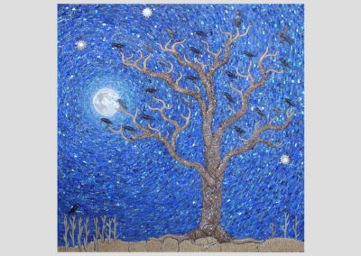 Andrea Zemel, "Twilight Parliament" 2012 Glazed ceramic and glass mosaic 40"h x 40"w