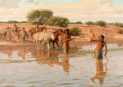 TOM LOVELL (1909-1997), Quicksand - Horsehead Crossing, oil on Masonite, 24 x 40in