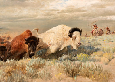 JOHN FORD CLYMER (1907-1989), The White Buffalo, oil on canvas, 20 x 40in