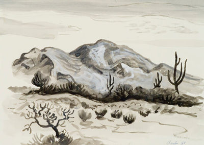 Thomas Hart Benton, Three Cacti and Mountain