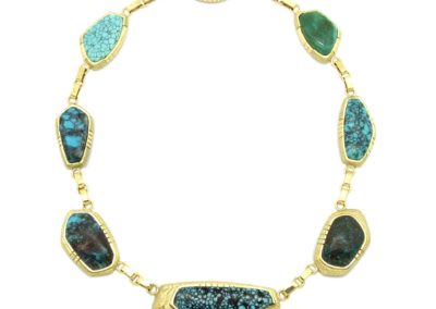 Don Supplee 18k gold sampler turquoise necklace